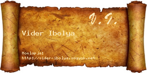 Vider Ibolya névjegykártya
